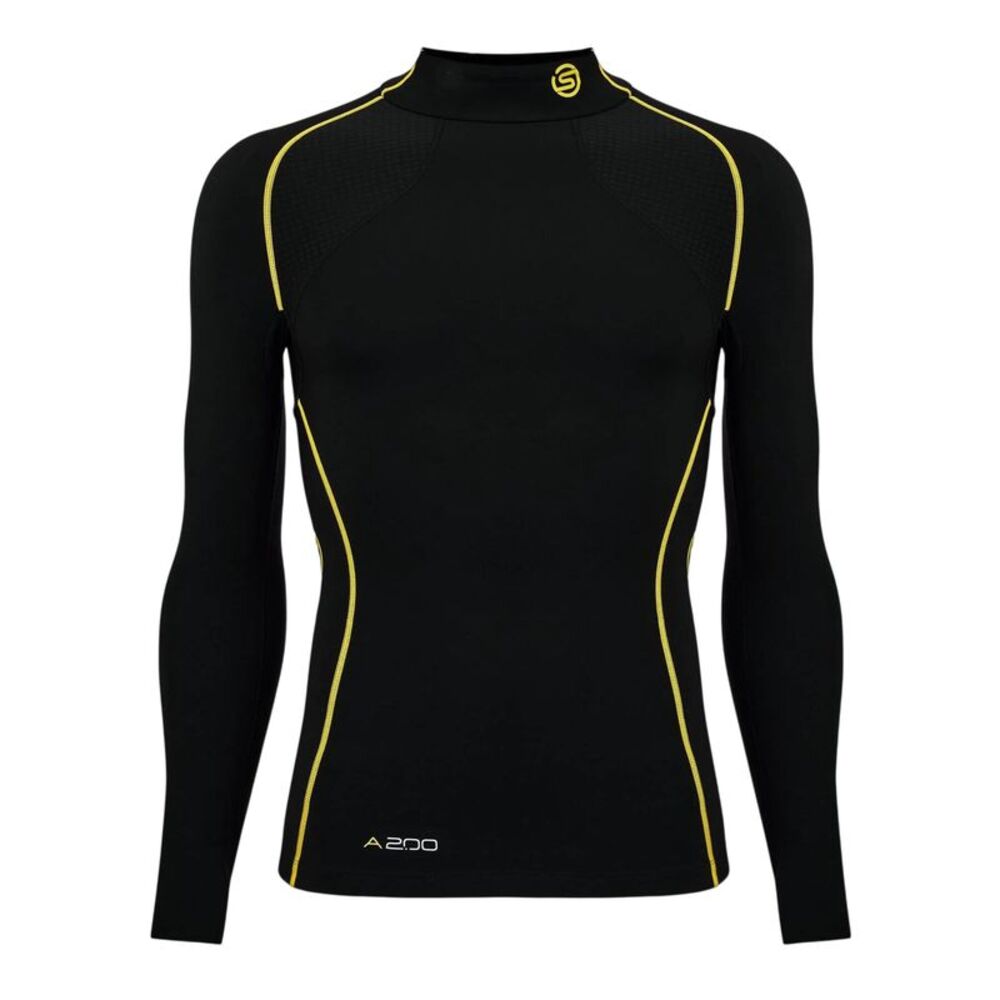 Skins Mens A200 Contrast Line Fitted Long-Sleeved Compression Shirt / Black